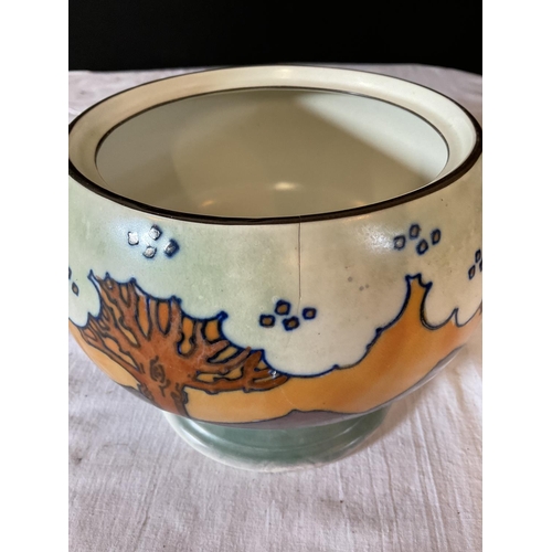 335 - CHARLOTTE RHEAD ART DECO BOWL A/F AND VASE