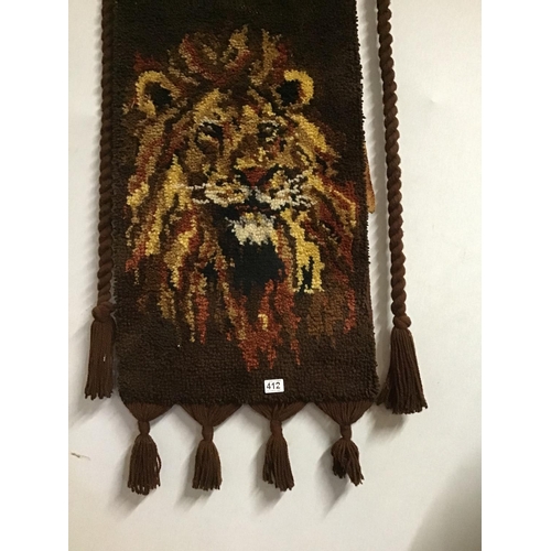 412 - BROWN PATTERNED HANGING WALL CARPET