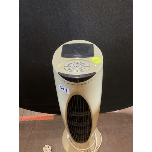 543 - ELECTRIC OSCILLATING TOWER FAN W/O