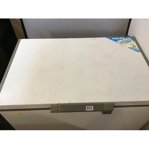 573 - PHILLIPS CHEST FREEZER W/O
38 X 25