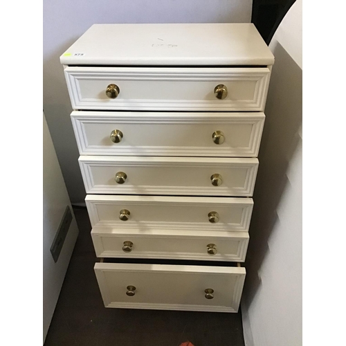 575 - MODERN PAINTED CREAM BEDROOM CHEST 6 DRAWERS WITH BRASS HANDLES
25 X 17