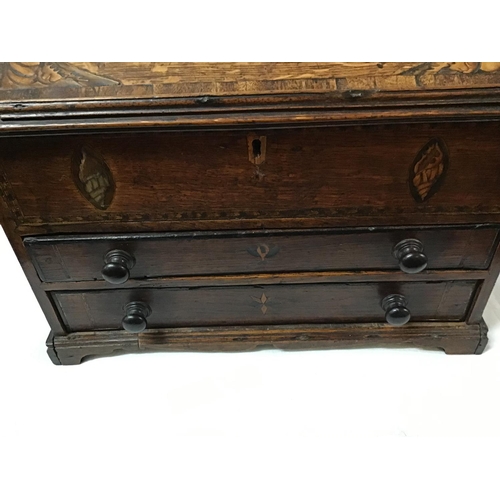 583 - EARLY GEORGIAN OAK WITH SHELL INLAY APPRENTICE PIECE BUREAU
16 X 11