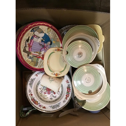 586 - 3 BOXES OF CHINA AND GLASSWARE TO INCLUDE ART DECO TUREENS ETC