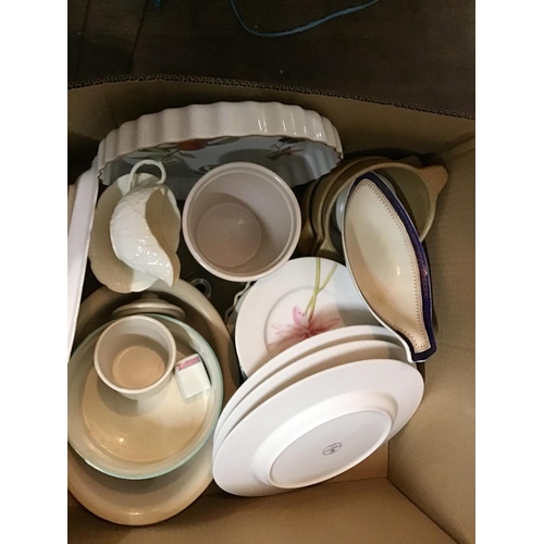 586 - 3 BOXES OF CHINA AND GLASSWARE TO INCLUDE ART DECO TUREENS ETC