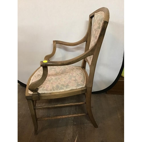 590 - EDWARDIAN MAHOGANY INLAID ARMCHAIR A/F (REPAIRS)