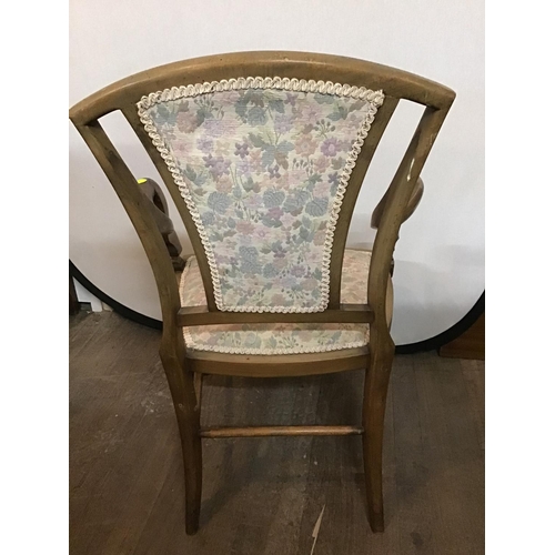 590 - EDWARDIAN MAHOGANY INLAID ARMCHAIR A/F (REPAIRS)