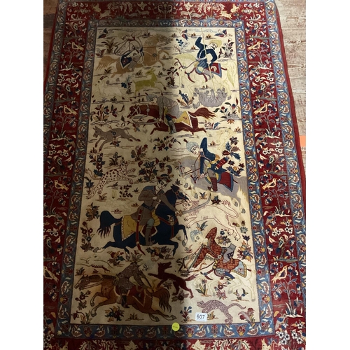 607 - GOOD QLTY CHINESE PATTERNED CARPET
48 X 42