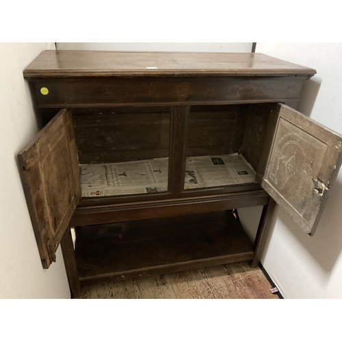 615 - EARLY OAK FOOD CUPBOARD ON STAND
44 X 18