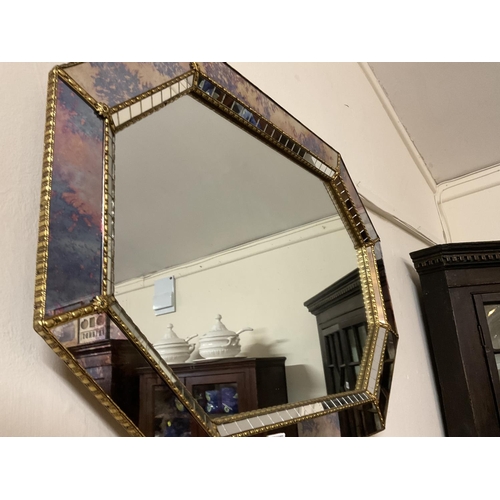 618 - REPRODUCTION BRASS FRAMED VENETIAN  STYLE WALL MIRROR
33 X 24