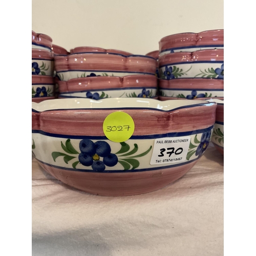 370 - LARGE QTY OF PINK FRUIT BOWLS WITH FLORAL DESIGN