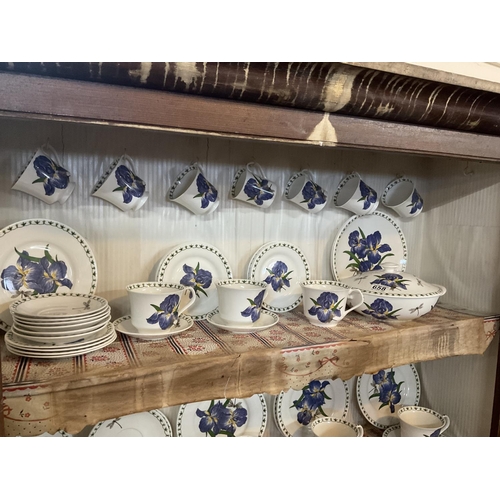 658 - QUEENS CHINA DINNER SERVICE IRIS PATTERN AND A QUEENS CHINA COUNTRY MEADOW CUPS AND SAUCERS
(CHINA O... 