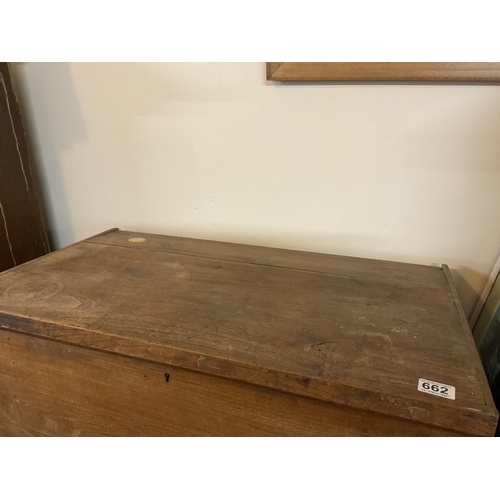 662 - EARLY ELM LINEN BOX WITH FITTED DRAWERS WORMED
30 X 18