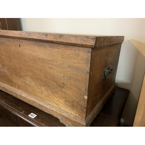 662 - EARLY ELM LINEN BOX WITH FITTED DRAWERS WORMED
30 X 18