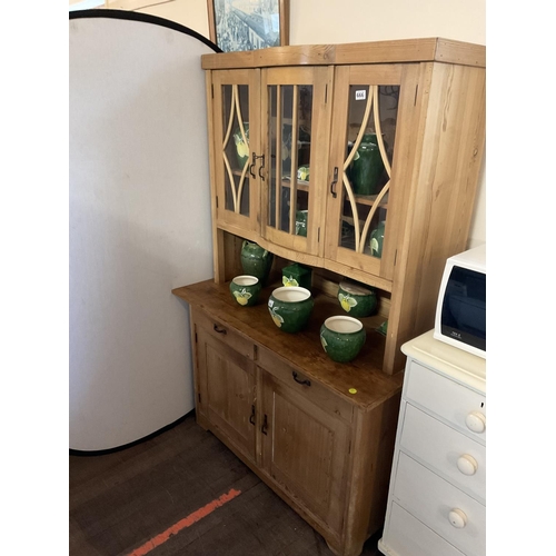 666 - VICTORIAN  GLAZED TOP PINE KITCHEN DRESSER (CHINA NOT INCLUDED)
48 X 24