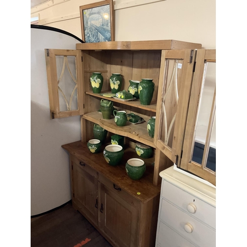 666 - VICTORIAN  GLAZED TOP PINE KITCHEN DRESSER (CHINA NOT INCLUDED)
48 X 24