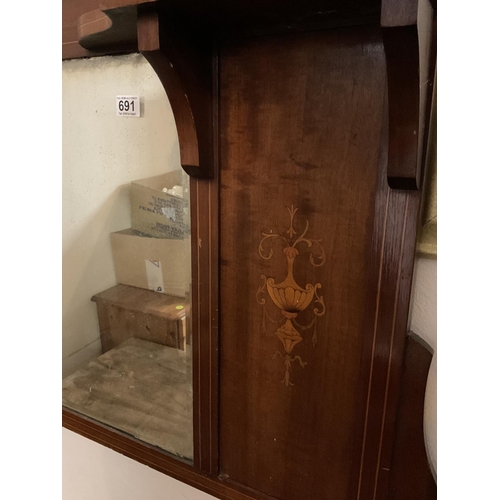 691 - MAHOGANY INLAYED OVER MANTLE MIRROR
48 X 38