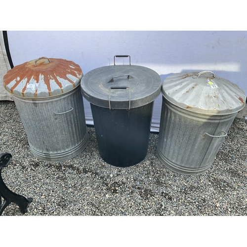 73 - 2 GALVANISED DUSTBINS AND A PLASTIC DUSTBIN