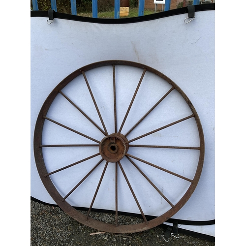 7 - PAIR OF HEAVY CAST IRON CART WHEELS
D 46