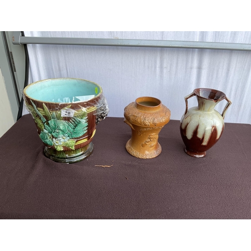 26 - MAJORICA PLANTER AND 2 VASES A/F