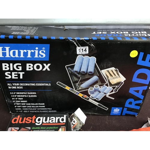 114 - HARRIS PAINT TRAY AND ROLLER SET ETC