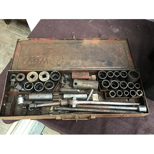 130 - TOOL BOX OF TOOLS AND A SOCKET SET