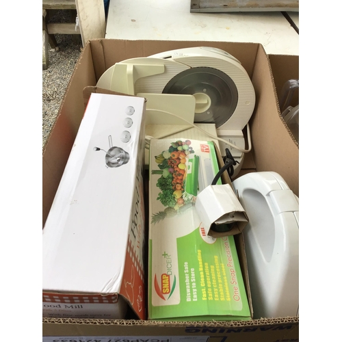 144 - 2 BOXES OF KITCHEN ITEMS TO INC BLENDER ETC