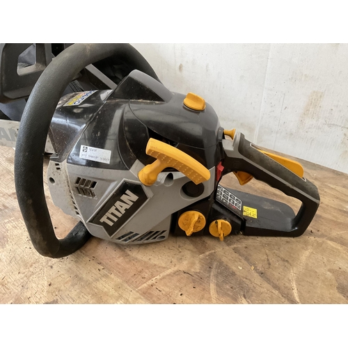 175 - TITAN PETROL CHAINSAW USED (NO CHAIN) W/O