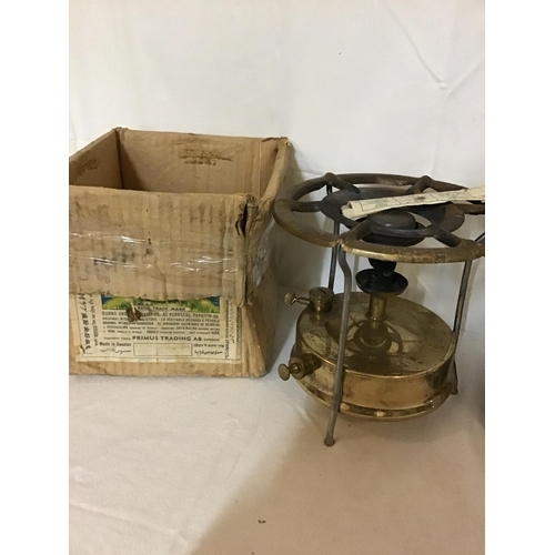 260 - BRASS PRIMUS STOVE AND AGA KETTLE