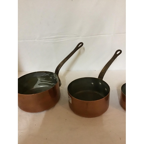 272 - 4 GRADUATED COPPER SAUCEPANS