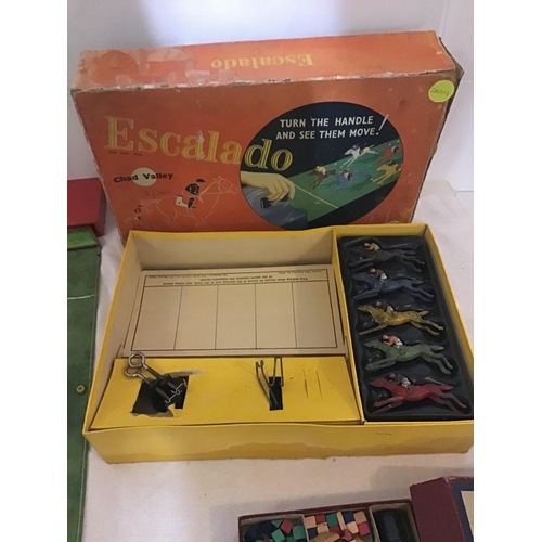 281 - VINTAGE CHAD VALLEY BOXED ESCALADO HORSE RACING GAME AND INVASION GAME