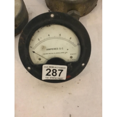 287 - 8 VINTAGE PRESSURE GAUGES