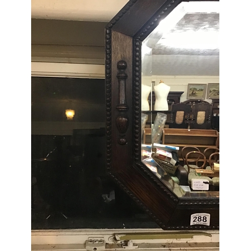 288 - OAK FRAMED VINTAGE WALL MIRROR