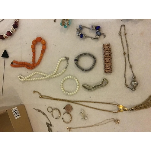 292 - BOX OF COSTUME JEWELLRY