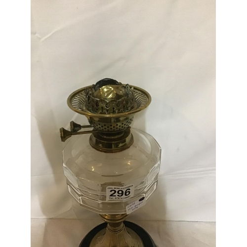 296 - VIC OIL LAMP WITH CLEAR GLASS BOWL