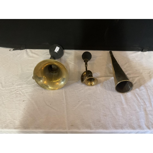 303 - 3 BRASS HORNS