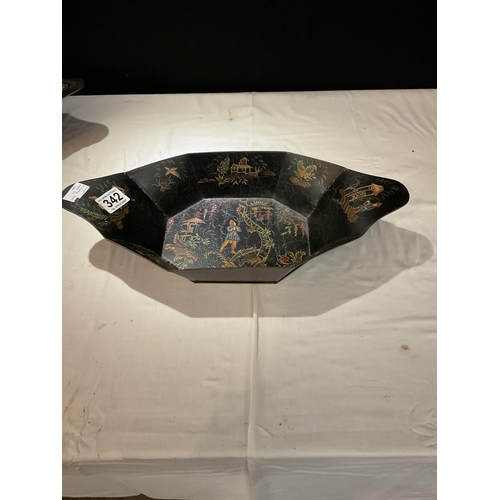 342 - PR OF HAND PAINTED METAL DISHES