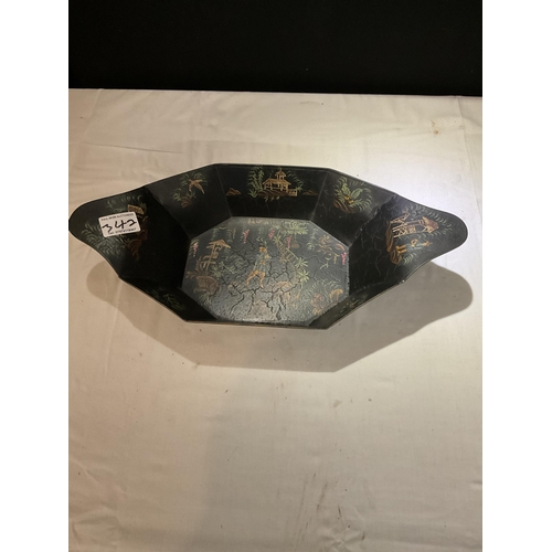 342 - PR OF HAND PAINTED METAL DISHES