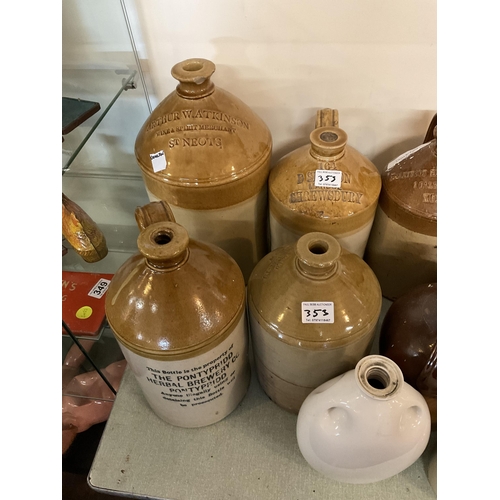 353 - LARGE QTY OF GLAZED EARTHENWARE FLAGGONS ETC