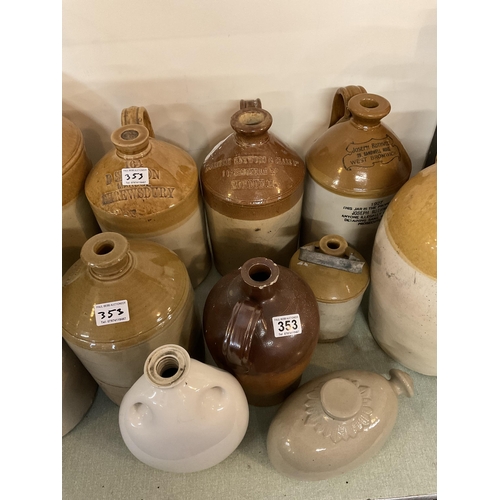 353 - LARGE QTY OF GLAZED EARTHENWARE FLAGGONS ETC