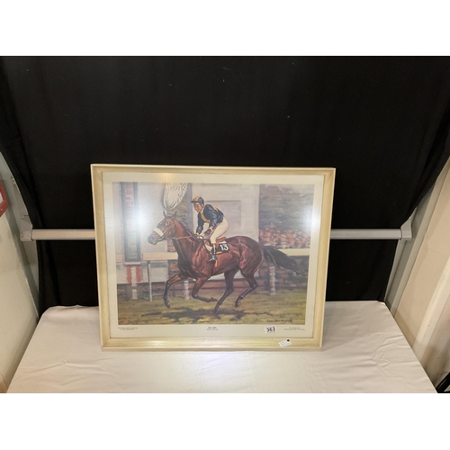 363 - NEIL CAWTHORNE HORSE RACING PRINT (MILLREEF)
27 X 22