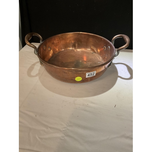 452 - VICT COPPER PAN AND KETTLE