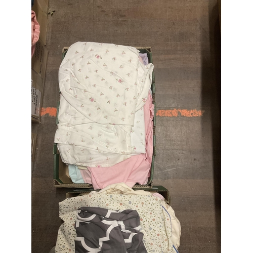 469 - 2 BOXES OF LINEN AND A BLANKET