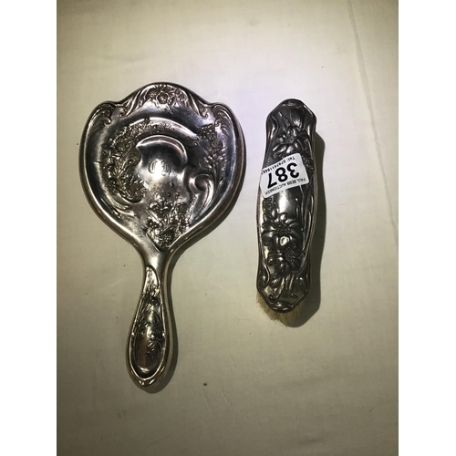 387 - HMS CLOTHES BRUSH AND A HAND MIRROR