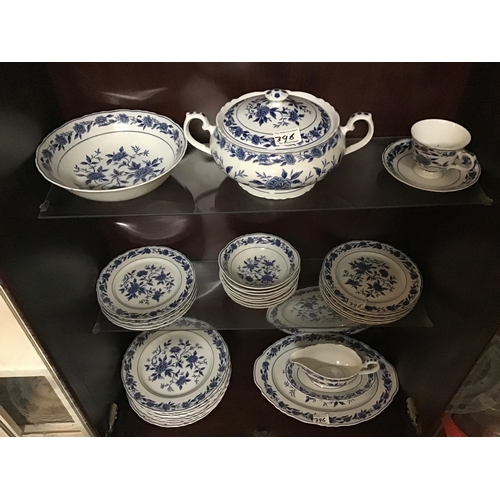 396 - BLUE CHATHAM TEA AND DINNER SERVICE APPROX 54 PIECES (china only)