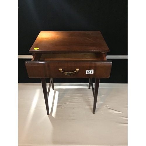 415 - RETRO WALNUT VENEERED BEDSIDE TABLE WITH SINGLE DRAWER
L 17