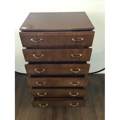 417 - RETRO WALNUT VENEERED 6 DRAWER BEDROOM CHEST
W 25