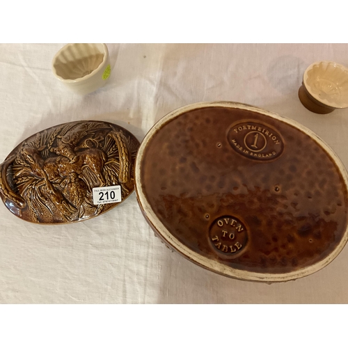 210 - PORTMEIRION GAME DISH AND 2 SMALL JELLY MOULDS