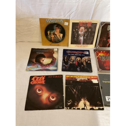 214 - QTY OF VINTAGE SINGLES WHITESNAKE, IRON MAIDEN, BON JOVI ETC