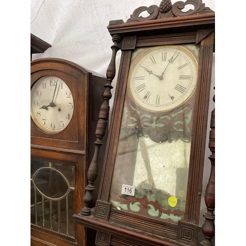 116 - 4 VINTAGE WALL CLOCKS A/F