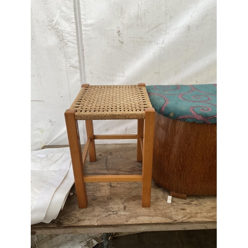 119 - TEA TROLLEY, OTTOMAN AND STOOLS ETC